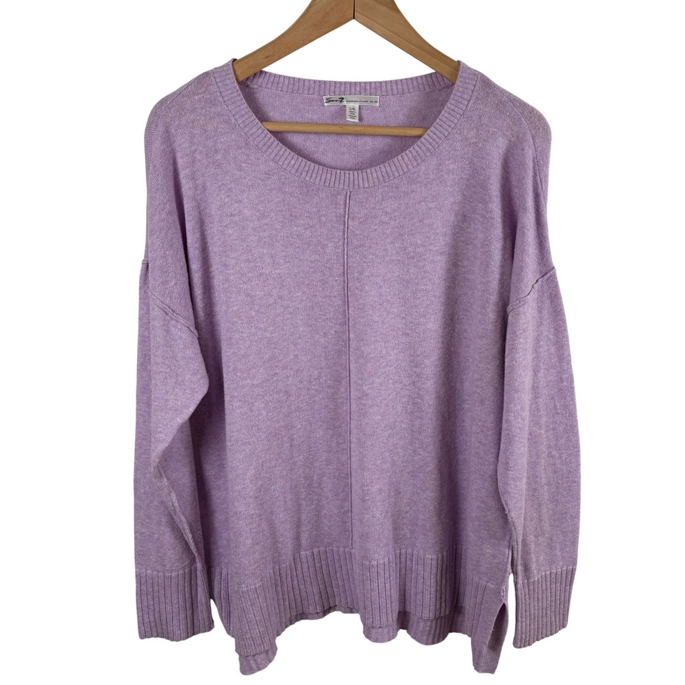 Seven 7 Lavender Cotton Cashmere Pullover Sweater Women's L Lightweight Feminine
